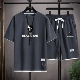 Agasalhos masculinos Marca de verão BLACKYAK Conjunto de camisetas esportivas Calções casuais respiráveis Calças de jogging Hip-hop Roupas da moda 2023