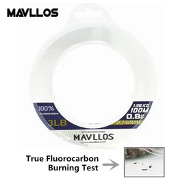 خط جديلة Mavllos 50m 100m 100 ٪ Super Strong True Fluorocarbon Fishing Line Monofilament Leader Carbon Fiber Floor Fisharbon Line 230718