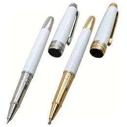 Yamalang 163 Metal mini silindir top kalemleri ve altın gümüş süslemeli kalem metal yazma malzemeleri ile beyaz seramik doku Hediye295D