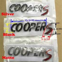 Car styling ABS Plastic Letter Metal Emblem words Badge for MINI Cooper S Tailgate Rear Boot Trunk Hatch Black Matte Silver236T