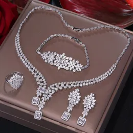 Серьги ожерелья устанавливают Bettyue Женское кольцо кольца Choker Fine Jewelry Leves Squares Shape Assossestion Sets Свадебные циркониевые праздничные подарок