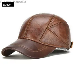 Bollkapslar Herrens riktiga Cowhide Golv Cap Men's Autumn och Winter 100% Real Cowhide Cap Ny Casual Real Leather Outdoor Baseball Cap Z230719