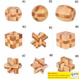 IQ Brain Teaser Kong Ming Lock 3D Wooden Interlocking Buzzles لعبة لعبة للبالغين Kidszz