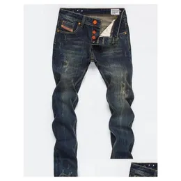 Herr jeans designer herr mager casual lyx män mode dog rippad smal motorcykel moto cyklist denim hip hop drop leverans appare dhfad