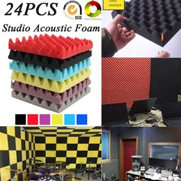 24pack Eggcrate Studio Recording Room Sound Treatment Acoustic Foam Soundproof Panels Sound Isolation Absorption Tiles FireProo2658