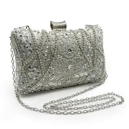 Evening Bags DG PEAFOWL Frame Womens Formal Silver Ball Wallet and Handbag Bridal Sequins Clutch Bag Cocktail Party 230719