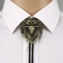 بولو العلاقات Amrican Copper Long Horn Bull Head Tie Bolo Tie للمرأة المصنوعة يدويًا فنًا يدويًا للفن الهندي سبيكة Necktie Silvr Star Pentagram HKD230719