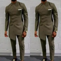 Vintage afrykańskie ubranie dla mężczyzn długi garnitur męski męski strój pana młodego Slim Blazers Fit Mens Płaszcz Mant314H