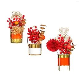 Decorative Flowers Flower Basket Festival Red Po Props Decor For Indoor Party Office Thanksgiving