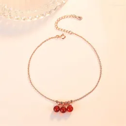 Cavigliere KOFSAC Trendy 925 Sterling Silver per le donne Personalità semplice Red Crystal Ball Foot Chain Jewelry Lady Party Gifts