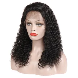 Whole Soft 1b# Natural Looking Black Kinky Curly Wigs 100% Brazilian Human Hair Lace Front Wigs For Black Women Natural Hair L2171