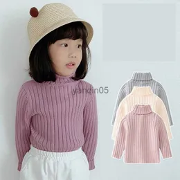 Pullover Baby Maglione a collo alto Autunno Inverno Pullover Maglione Ragazzi e ragazze Neonati Bottom Knitting Abbigliamento per bambini Unisex Solid Top HKD230719