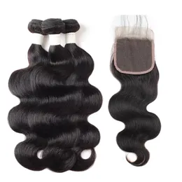 ISHOW 9A BODY DEEP Straight Water Wave Human Hair Blundles with Lace Closure 8-28 인치 Remy Extensions Weft 여성을위한 모든 연령대 Natu245V