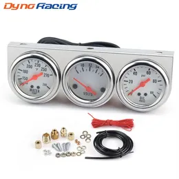 Chrome 2inch 52MM Triple gauge kit Volt meter Water temp Temperature gauge Oil press Pressure Gauge Car meter244e