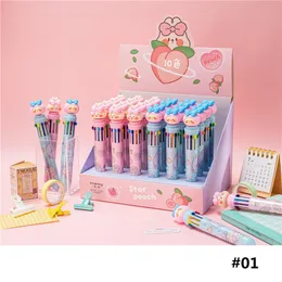 30pcs 10colors 만화 볼 포인트 펜 0 5mm 멀티 컬러 펜 학생 학교 사무용 소모