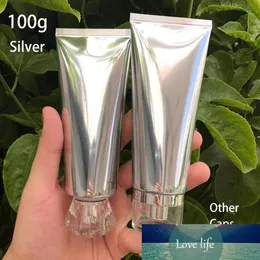 Högkvalitativ 100 ml Silverplast Soft Tube 100g kosmetisk lotion grädde schampo tandkräm pressar flaskor 251f