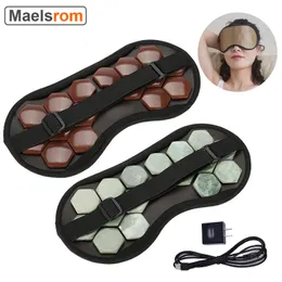 Massager Eye Electric Mask Tourmaline Care Jade Stone Masaż terapia cieplna Germanu Podczerwień Relaksowanie Zdrowie 230718