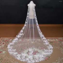 Brautschleier NZUK Blumenspitze Hochzeitsschleier 3 Meter 1 Schicht weicher Tüll Kathedrale Weiß Elfenbein mit Kamm Wunderschön