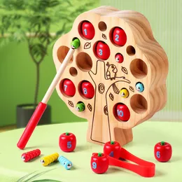 Intelligence toys Infant Montessori wooden educational toys intelligent development parent-child interaction digital cognition fruit tree clip toys 230719