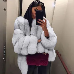 여성 가짜 모피 코트 겨울 두꺼운 여성 외투 따뜻한 플러스 플러스 플러시 털복리 암컷 재킷 코트 외부웨어 5xl