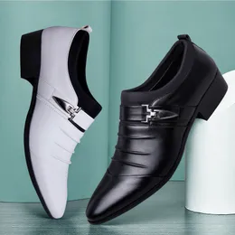 Dress Leather Plus On 752 Classic Black Slip Size Point Toe Business Casual Men Formal Shoes For Wedding 230718 mal 689