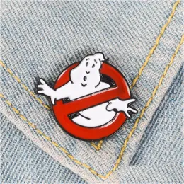 Stift broscher ghostbusters emalj pin vit spöke badge brosch väska kläder lapel tecknad rolig film smycken gåva till fans vänner dhzhm