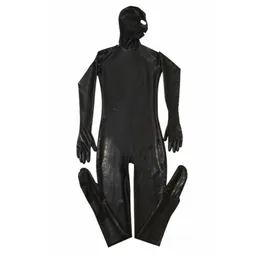 Collant erótico Gay Men Sexy Fetish Latex Nightclub Catsuit PVC Costumes Prisioner Cosplay Body Suit Black Leather jumpsuit283U