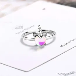 حلقات الفرقة Chengxun Teen Girls Rings Silver Clute Unicorn Rings Charm Jewelry for Kids ابنة عيد ميلاد خاتم الزفاف R230719