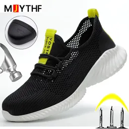 Buty lekkie wygodne buty bezpieczeństwa odpowiednie do pracy damskiej sporty stalowe czapki palce perforowane oddychające 230719