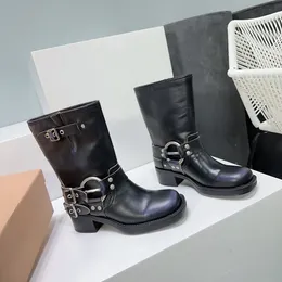 Ремень жгута прикрепленная ковша кожаная кожаная каблука на Zip Knight Boots Square Toe Booties для женщин роскошные дизайнерские обувь фабрика с коробкой