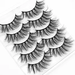 Falska ögonfransar 1 Box/ 5 Par 5D Mink Lashes Natural Eyelash Dramatic Long Faux Cils Makeup Fake Extension Maquiagem