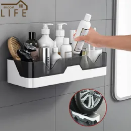 Bathroom Shelves Shelf WC Shampoo Holder Shower Wall Mount Kitchen Storage Basket Cosmetic Rack Home Organizer Bath Accessories 230719