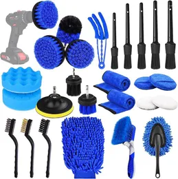 Bilbricka 26st Detaljer Borstset Kit Auto Drill Brushes Buffing Sponge Pads