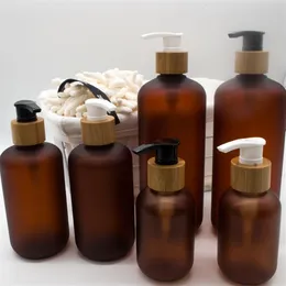 10PCS 120 ml 250 ml 500 ml bursztynowej butelki z pet z czarnym białym bambusowym opryskiwaczem pompy do szamponu płyny kosmetyki ETC 2010143154