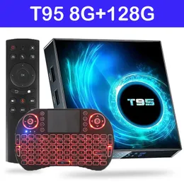 Установите Top Box Original T95 Android TV Box Bluetooth 5.0 2.4G 5G Wi-Fi 128G 3D Voice16G 32GB 64GB 4K четырехъядерный клад-сердечник Media Player 230718