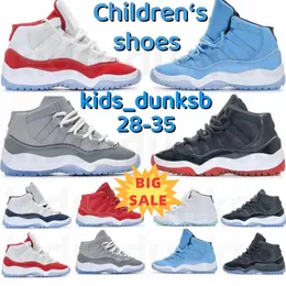 Cherry Kids Shoes 11s كرة السلة أطفال أحذية رمادية رمادية شباب صغار جاما غاما بلو كونكورد المدربون