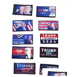 Artes e ofícios 9X5Cm Donald Trump 2024 Embroideryes Art Badge Emblem Tactical Armbands Vestuário Acessórios Drop Delivery Home Garden Dh3Ru