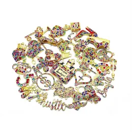 35 peças de amuletos de liga leve com strass banhado a ouro e colorido, ajuste delicado para mulheres 2275