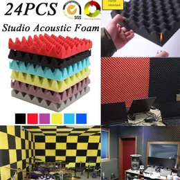 24Pack EGGCRATE Studio Recording Room Sound Treatment Acoustic Foam Soundproof Panels Sound Insulation Absorption Tiles Fireproo281o