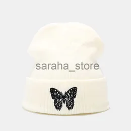 Шапочка/кепки для черепа модные вязаные шляпы шляпы бабочка вышивка зима теплые лыжные шляпы Кепки Soft Elastic Cap Sport Bonnet Мужчины J0719