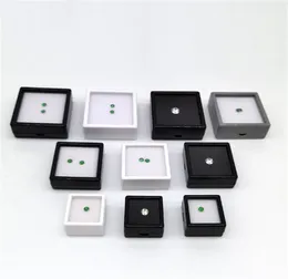 White Black Square Gemstone Display Box Soft Sponge Cushion Present Box Loose Diamond Jewelry Box Plastical Storage JL1632
