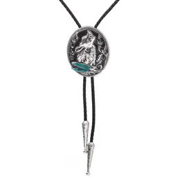 Bolo Ties New American western cowboy wolf head bolo tie summer shirt bolo tie clip HKD230719