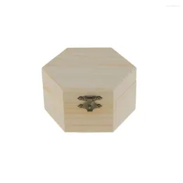Torebki biżuterii niepomalowane 10,5 cm x sześciokątne drewniane pudełko kształtu