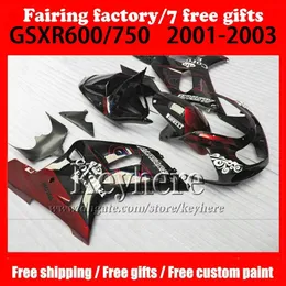 スズキK1 GSXR 600 750 2001 2002 2003 CORONA RED BLACK FAIRINGS MOTOBIKE SET GSXR600 GSXR750 01 02 03 NJ14 285Tのカスタムフェアリングキット