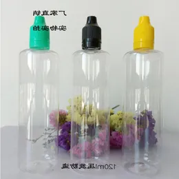 Partihandel Plastpaket 120 ml Pet Droper Bottle E Juice Bottle With Colored Tamper Exident Child Proof Cap Long Thin Tip Fast DHL Shipp DLPM