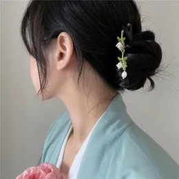 Hårklipp Ancient Style Wood Simple Lily of the Orchid Costume Hairpin Pull Fashion Accessories