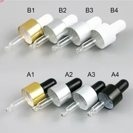 Ready to ship 100pcs 18MM 18 415 Aluminum screw cap white black bulb glass pipette Dropper accessories for 5ml-100ml bottlesgood212l