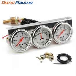 2inch Chrome Panel Oil Pressure Gauge Water Temp Gauge Amp Meter Triple Gauge Kit Set White Face Car Meter YC101323190P