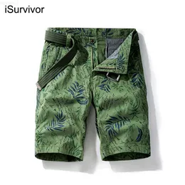 Mäns shorts isurvivor 2022 Ny sommar kreativ växt tryckt casual shorts bomull lös mode ungdom fempunkt byxor män mode shorts l230719