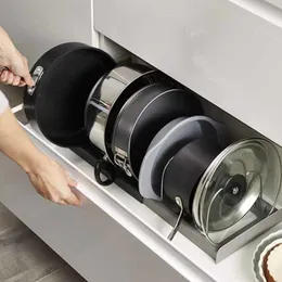 Спешные стойки кухонные аксессуары для горшковой кастрюли Организатор для хранения шкаф